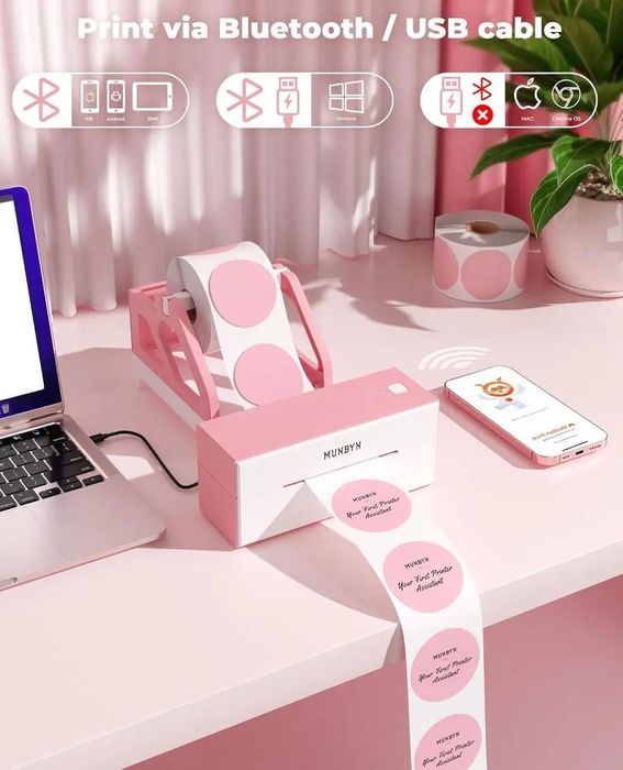 MUNBYN Bluetooth и ЮСБ термопринтер этикеток