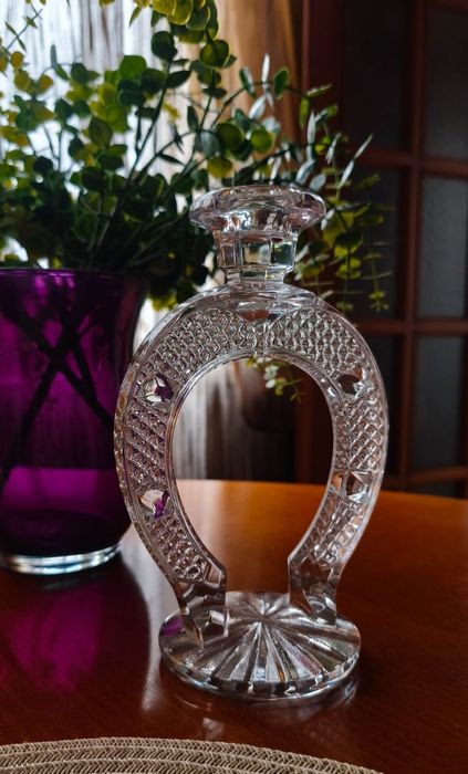 Подсвечник підсвічник хрусталь кришталь цветное старинное стекло декор