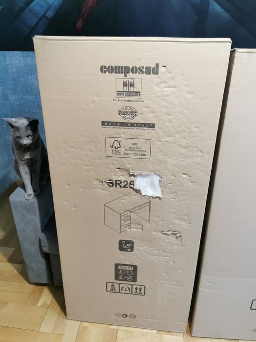 Biurko włoskie, nowe, szare