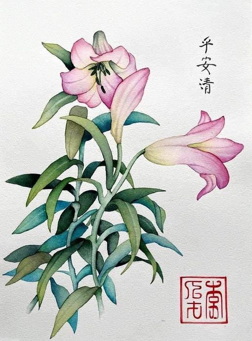 Диптих с лилиями