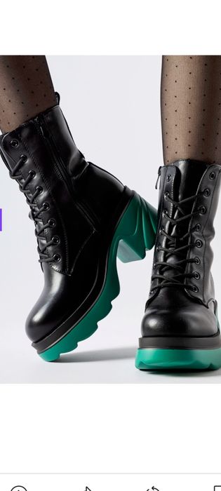 Hit styl glany traper botki zielona podeszwa workery gruba platforma r