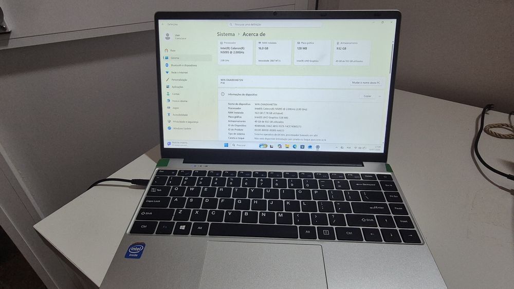 Portátil Chinês p/ Peças ou Reparação – Intel N5095 / 16GB RAM / 1TB SSD