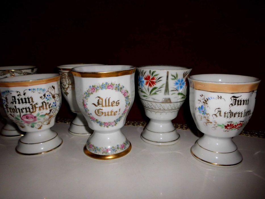 Kolekcja Pucharków MAZAGRAN.Biedermeier XIX w. Ręcznie Malowane.6.szt.
