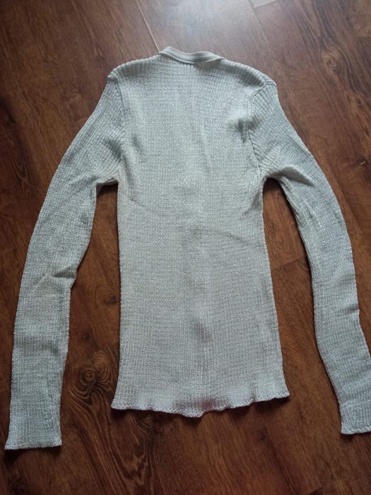 Sweter biały, srebrna nitka XS/S