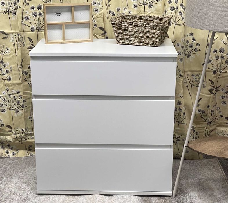 Komoda 3 szuflady Biała 76,8x40x83,7cm TVILUM NOVA