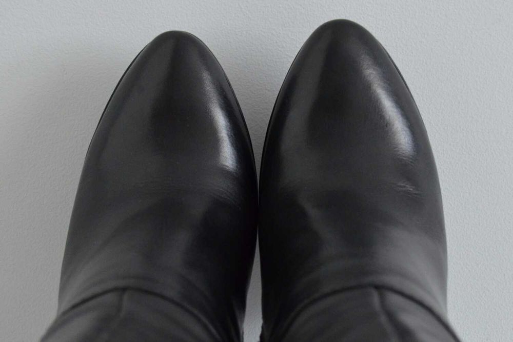 MUSZKIETERKI kozaki ZA KOLANO na wygodnym słupku całe ze skóry 38