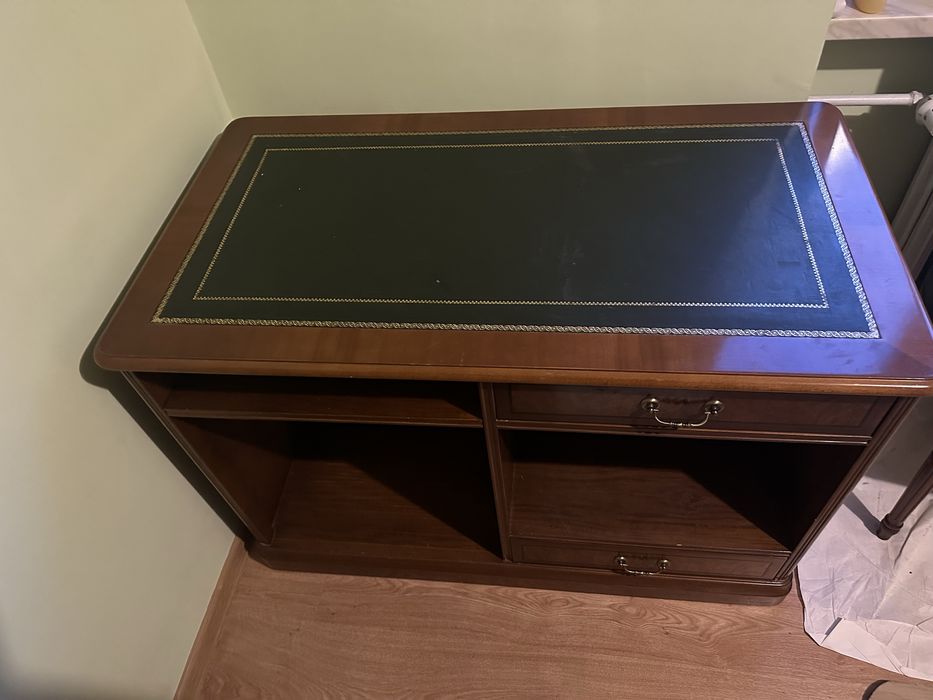 Komplet Mebli Gabinetowych | Lite Drewno & Skóra Naturalna