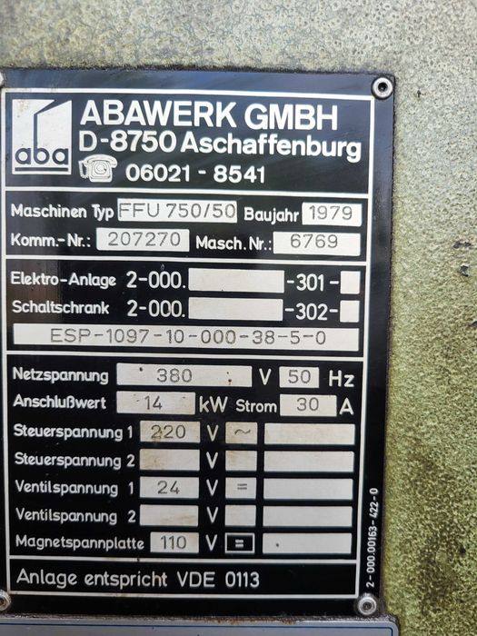 Szlifierka do płaszczyzn ABA FFU 750/50 | stół 750×400