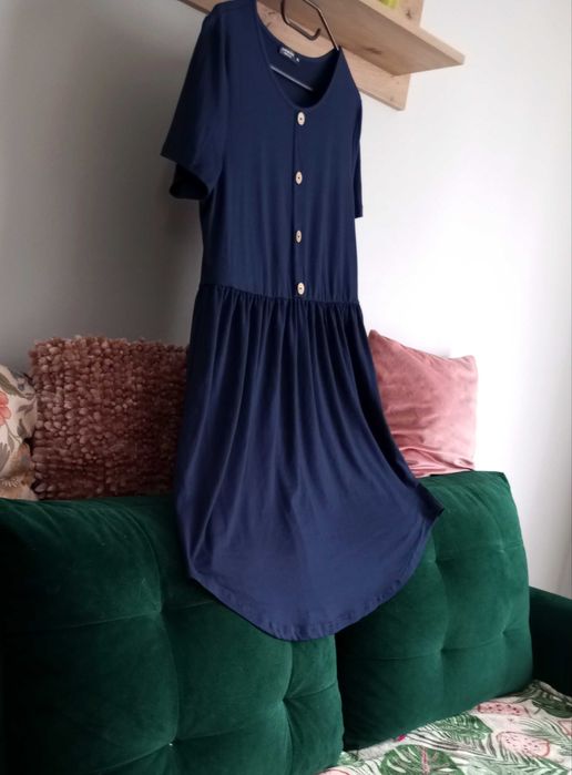 Shein Curve, granatowa sukienka XL