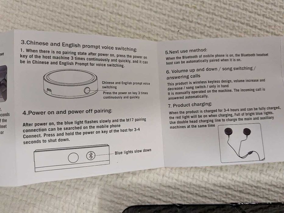 Słuchawki mikrofon Bluetooth do kasku BT17 nieużywane