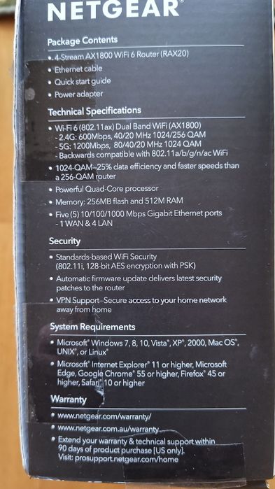 Роутер Netgear Nighthawk RAX20AX1800 WiFi6  WiFi 6