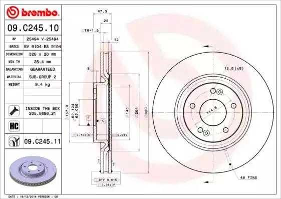 Тормозные диски - BREMBO 09.C245.11