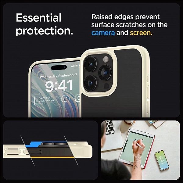 Etui Spigen Crystal Hybrid na iPhone 15 Pro Max - przezroczysto-beżowe