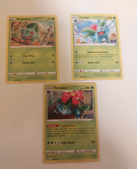 Karty pokémon Ewolucja - Bulbasaur,Ivysaur,Venusaur