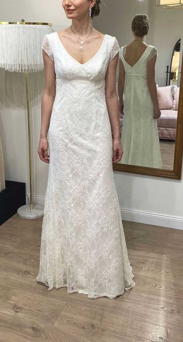 Suknia ślubna koronkowa rybka nowa klasyczna 38 M ivory cywilny