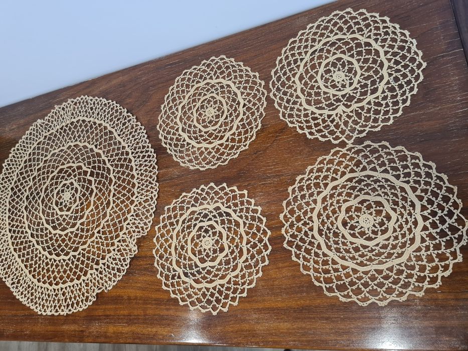 5 Vintage Crochet Doilies