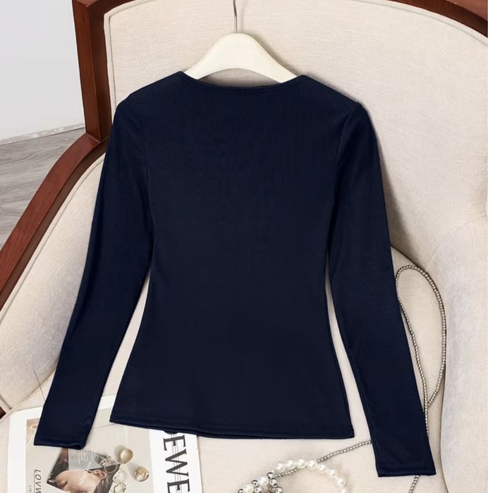 Лонгслів жіночий.Кофта у рубчик.Темно синя кофта