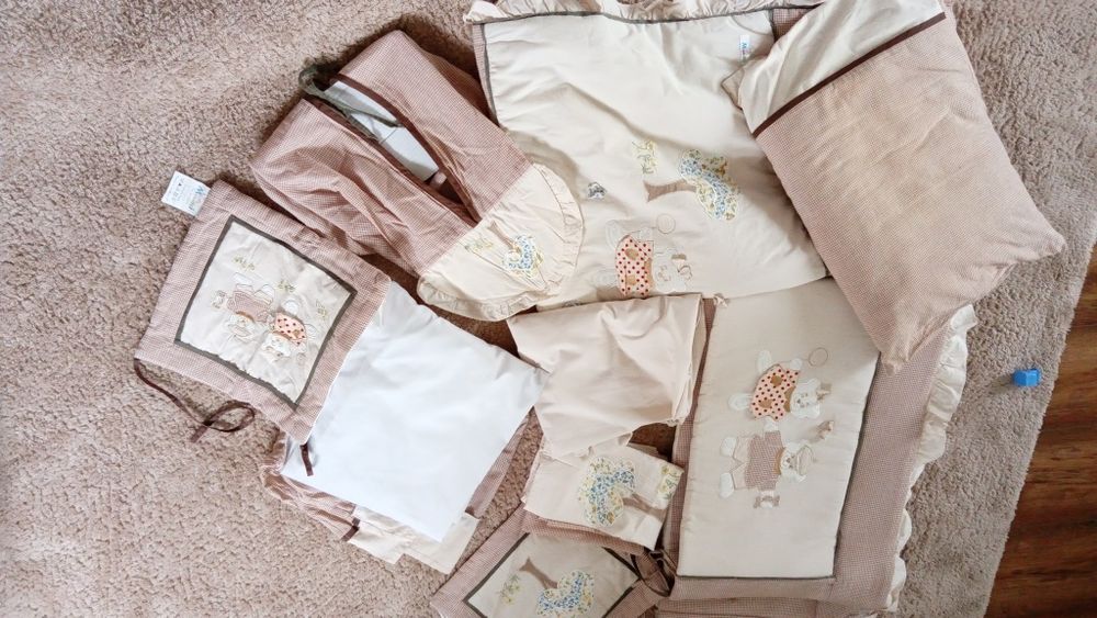 Mega Zestaw do kołysanki łóżeczka duzy ochraniacz posciel zaslony