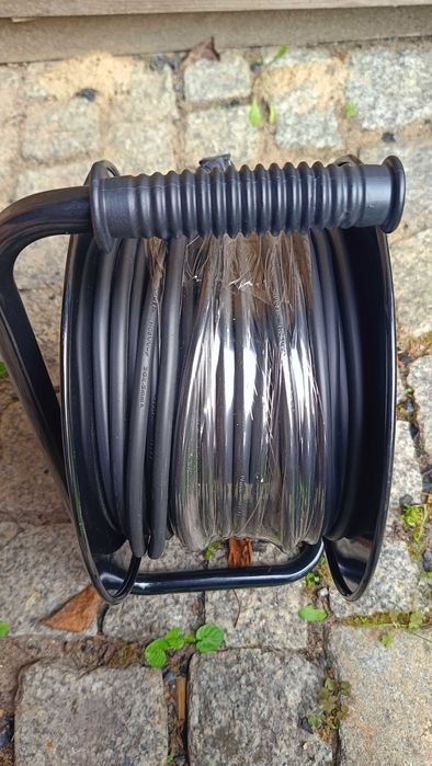 Przedłużacz na Bębnie 50 m, Gruby Kabel 3x2,5 mm, 4 gniazda, Solidny kabel warsztatowy