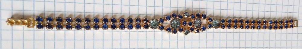 Браслет вінтажний Сині камінчики. Чеська вінтажна біжутерія