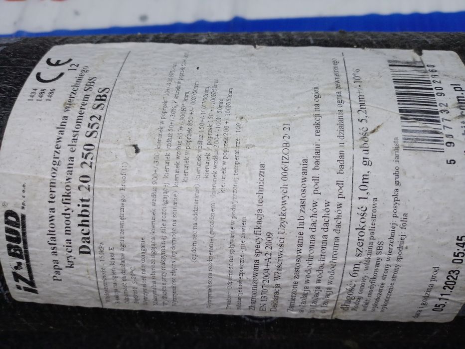 Papa termozgrzewalna SBS 2,8m, wierzchnia