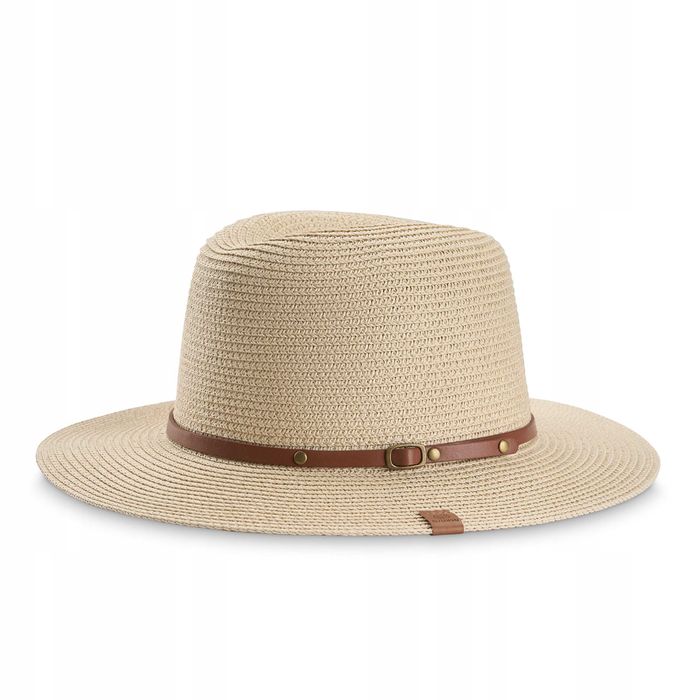 BETLEWSKI Kapelusz Letni Słomiany Plażowy Lekki Przewiewny Beżowy