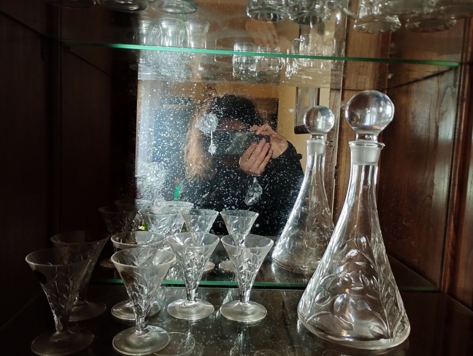 Conjunto decantador e cálices em cristal