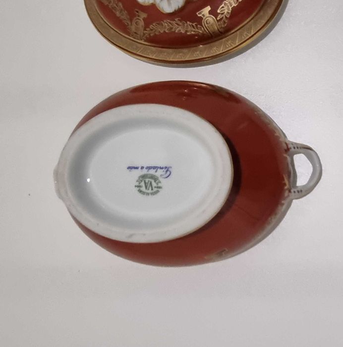 Terrina com Prato LIRAS Vista Alegre 1971 Pintada à mão 20 Cm