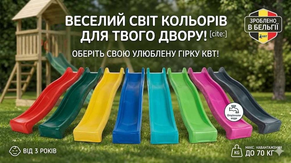 ‼️АКЦІЯ‼️Дитяча гірка пластикова 3м Бельгія! Червона жовта сіра зелена