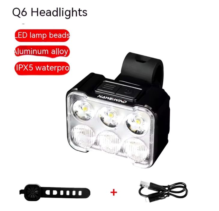 Вело фонарь 6 линз , Type-C