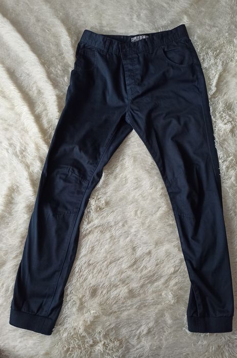 Мужские штаны брюки синие на манжетах