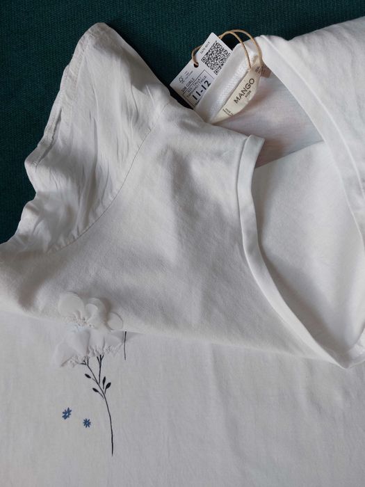 Mango T- shirt bluzka 11-12L biała bawełna