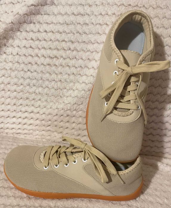 Beżowe sneakersy damskie BAREFOOT na szeroką stopę - rozmiar 40 - NOWE