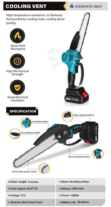 Serra Eléctrica VIOLEWORKS 8 polegadas 1200w NOVO