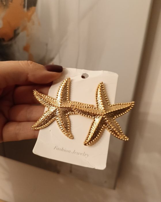 Kolczyki gwiazdy złote rozgwiazdy 6cm