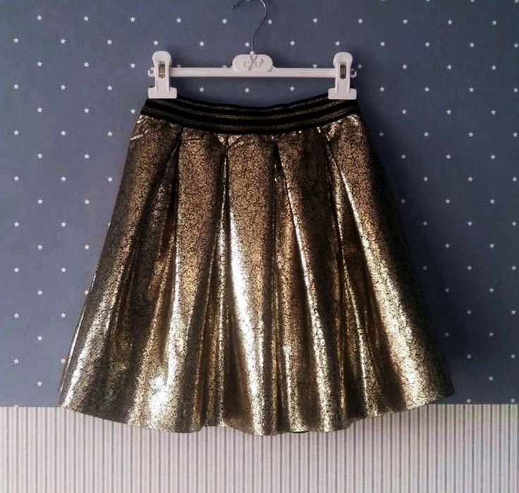 Юбка нарядная на девочку юбка с поясом на резинке золотая 152-158