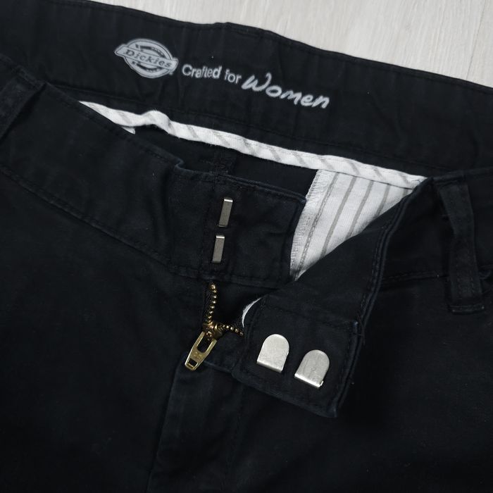 Calça de trabalho Dickies preta para mulher, corte direito, cintura mé