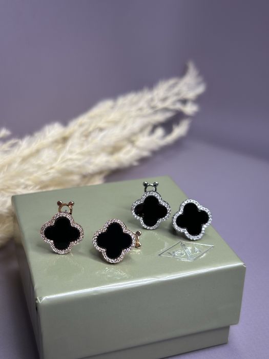 Сережки , серьги, медзолото, клевер,конюшина, трендові прикраси,сталь