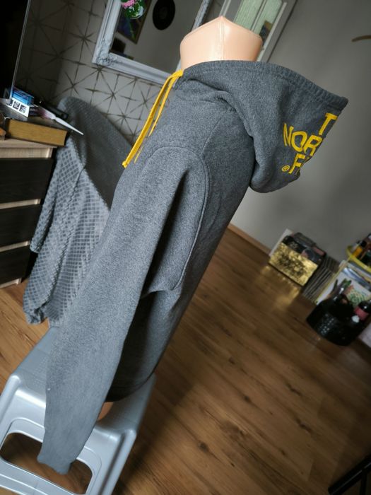 The North Face bluza męska z kapturem S ciemny szary żółty y2k