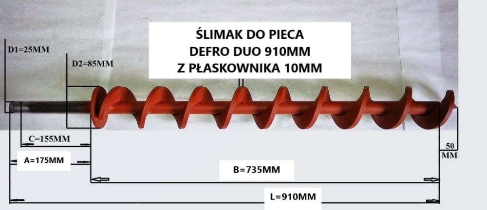 Ślimak do pieca DEFRO DUO 910MM WZMOCNIONY
