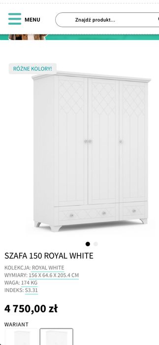 Szafa Meblik Royal White