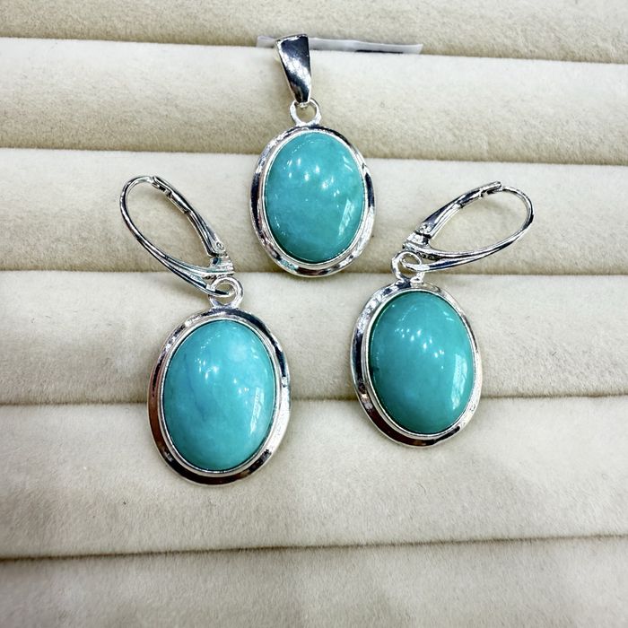 Srebrny komplet z kalcedonem - nowy