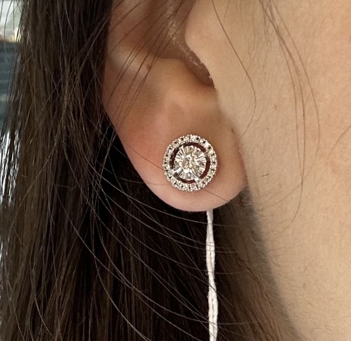 Серьги сережки пусеты белое золото с бриллиантами