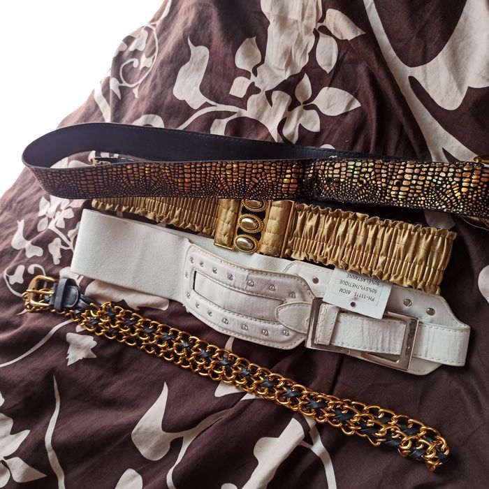 Zestaw pasków do spodni pasek kilka sztuk złoty biały na gumce