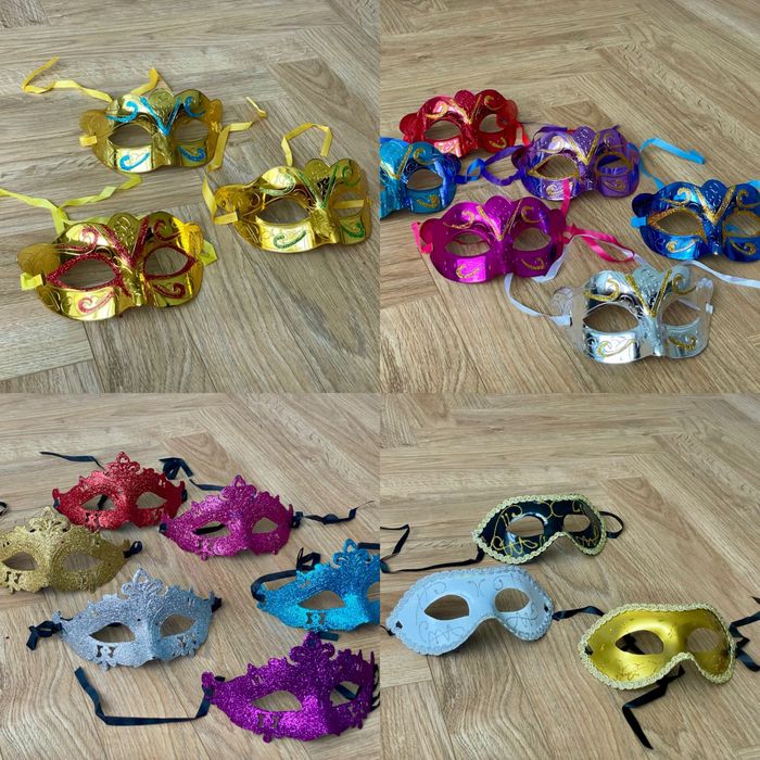 Маска маскарадна карнавальна новорічна пластикова з блискітками