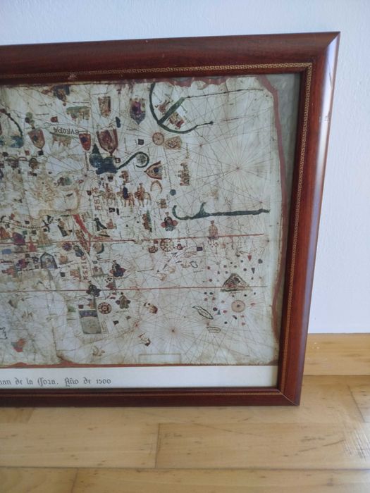 Quadro com belíssima Gravura "Carta de Juan de la Cosa - Ano 1500"