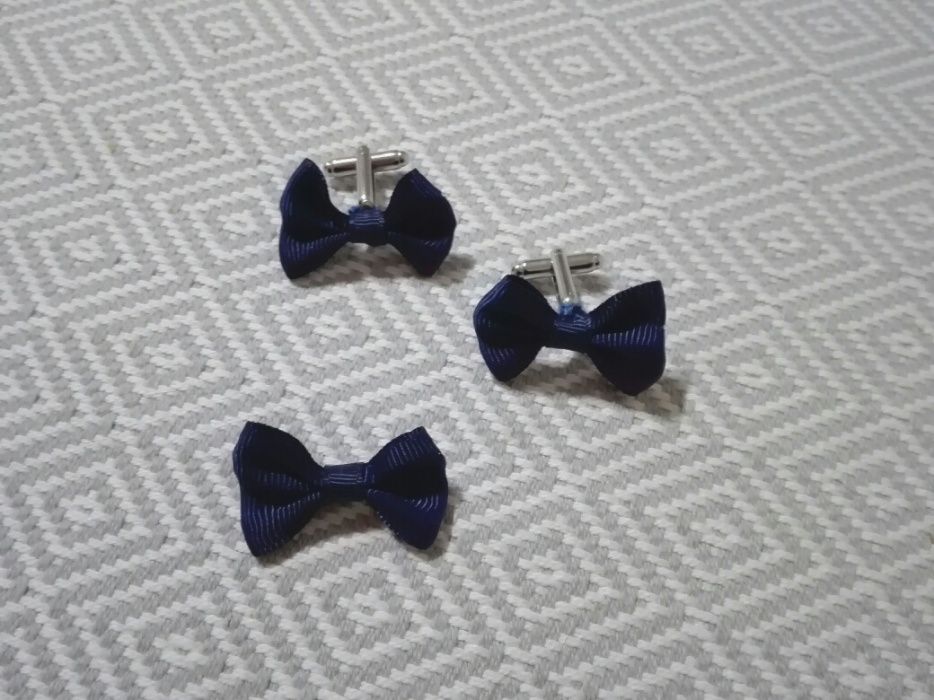 Spinki do mankietów - granatowa muszka