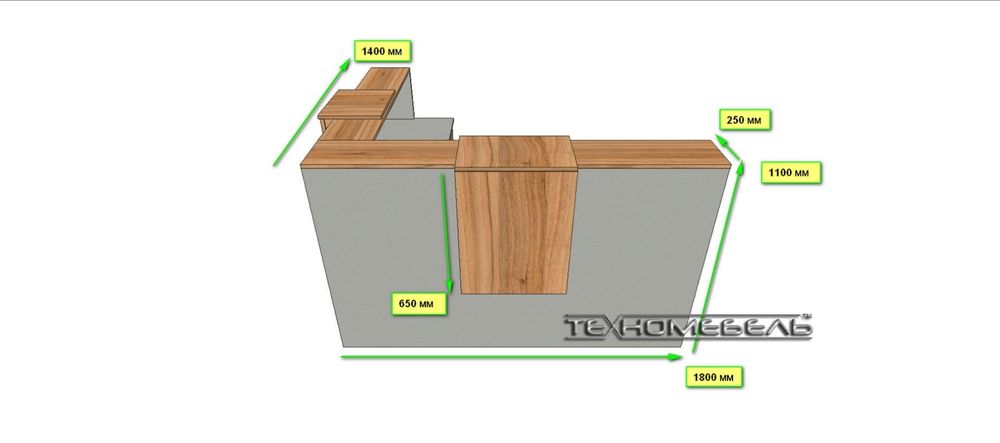 Ресепшн ТЕХНОмебель угловой цвет серый-древесный