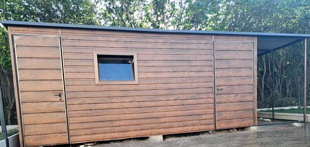 Mały Garaż Blaszany Grafitowy Wiata Narzędziowa Schowek -Maj-Blach