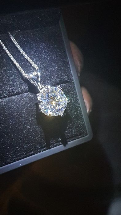 Łańcuszek chopin wisiorek zawieszka moissanit diament sterling GWARANC